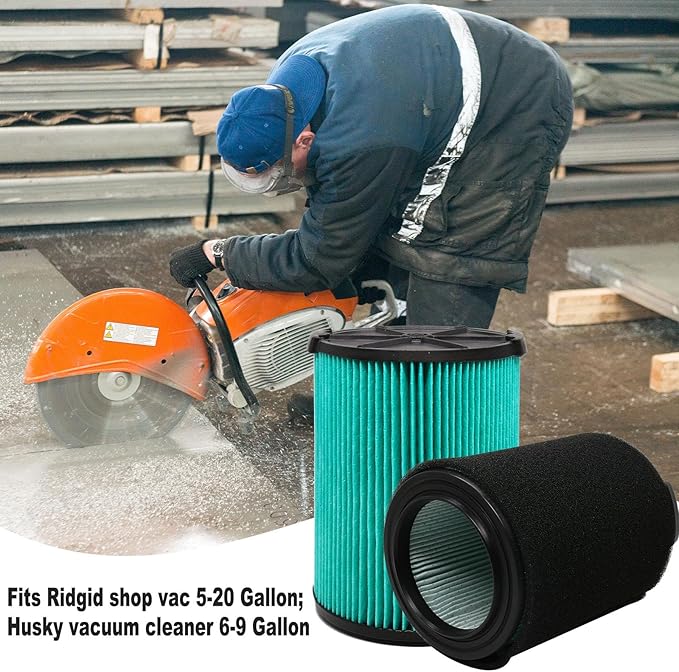 2 Pack VF6000 Filter for Ridgid Shop Vac 5-20 Gallon Wet Dry Vacuums WD5500 WD0671 WD6425 WD7000 WD1280 WD1851 WD1680 WD1956 RV2400A 1400RV RV2600B（with 4pcs Foam Sleeve） - AquaVibe