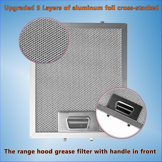 W10915369 Range Hood Filter 8.75 X 7.5 Inch Fit for Kitch-en Aid Whirlpo-ol Je-nn Air Exhaust Fan Filters 5-Layer Aluminum Grease Vent Filter Replacement PS11769929 W10727013 AP6037197 4455083 2pack