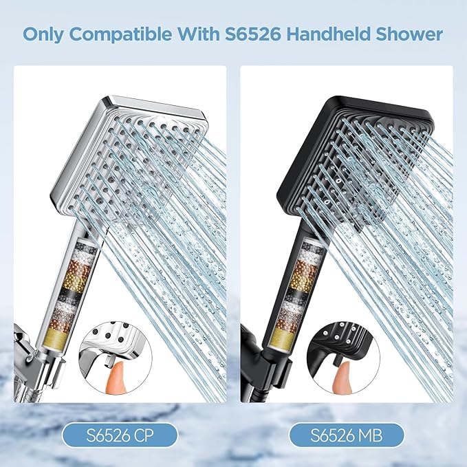 MakeFit Shower Head Filter for Handheld Shower Head, 2 Pack Replacement Water Softener Filters for Hard Water - Remove Chlorine and Harmful Substances to Protect Your Skin & Hair-For Model S6526/S7727