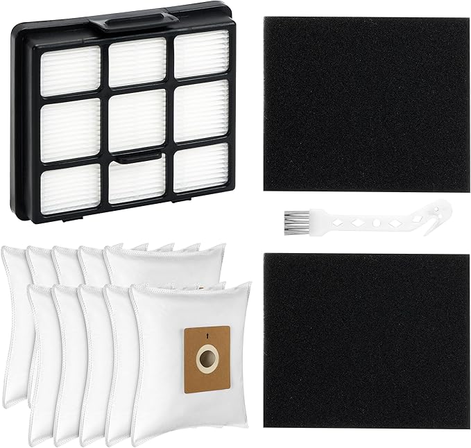 14 Pack NEN170 Replacement Parts Compatible with Eureka NEN170 bagged Canister Lightweight Vacuum Cleaner for Carpets and Floors, 10 Dust Bags, 2 Inlet Filter Sponge, 1 HEPA Filter, 1 Cleaning Brush - AquaVibe