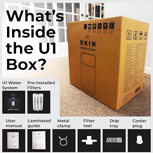 RKIN U1-W App-Enabled 4-in-1 Hot & Cold Countertop Reverse Osmosis Water Filter System – 5-Stage RO + Alkaline Re-Mineralization + Hydrogen-Enriched Water Dispenser with TDS & Counter RO Filtration