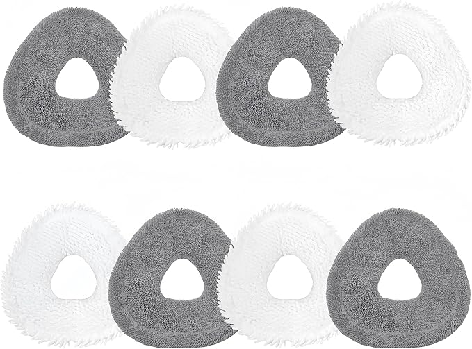 8 Pack Replacement Mop Pads Compatible with Narwal Freo X Z Ultra Z10 Freo Pro J3 J4 YJCC012 YJCC015 Microfiber Resuable Mop Cloth Robot Vacuum Cleaner Accessories, White and Grey - AquaVibe