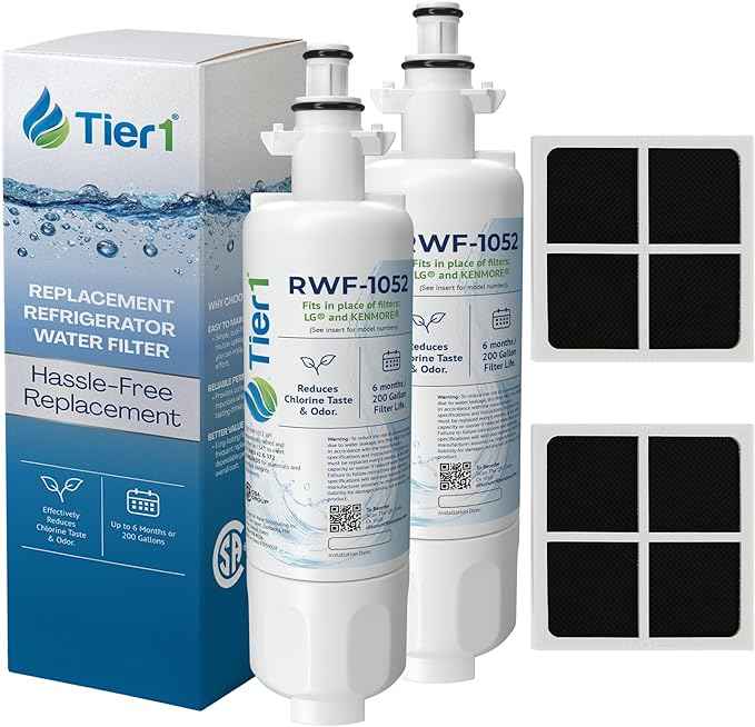 Tier1 RWF1052 ADQ36006101 Refrigerator Water & Air Filter Combo | Replacement for LG LT700P & Kenmore 9690 Fridge Filter - Up to 12 Months Supply | Easy Install | Odor Control | Clean Water (2-pk)