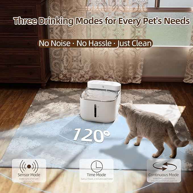 Upgraded Wireless Cat Water Fountain, 3.3L (113oz) Smart Motion-Sensing Automatic Pet Fountain, 6800mAh Battery, Whisper-Quiet & Easy to Clean