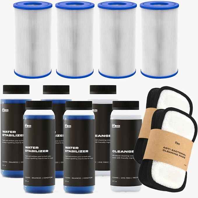 The Pod Company Chiller Maintenance Pack – 4-Month Supply – Replacement Filters, Water Care Solution, Cleanser & Cleaning Pads – for Standard & Pro Water Chillers