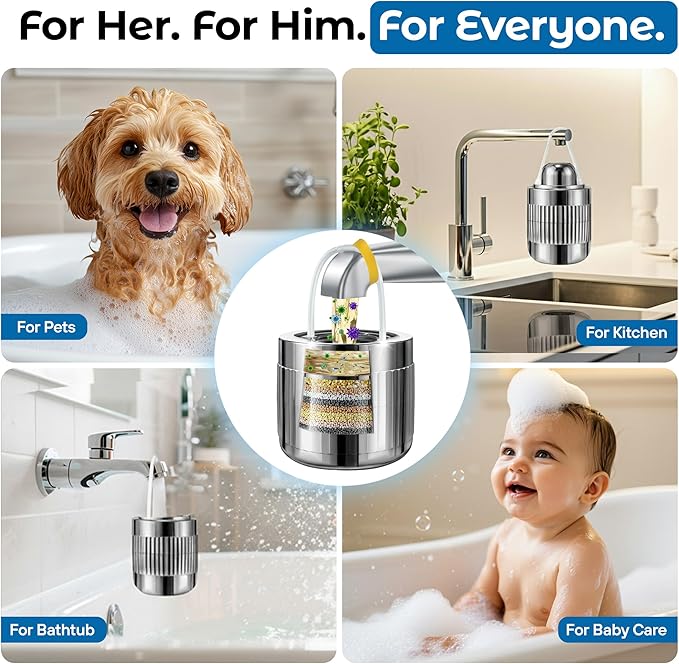 17-STAGE Bath Filter for Tub with Premium Design & Leak-Proof, 7000-Gallon Long-Life Cartridge with Vitamins C & E + Essential Minerals Removes Chlorine and Softens Hair, Skin & Nails | Patent Pending