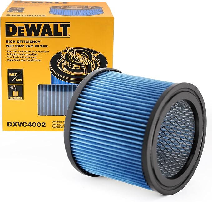 DEWALT Vacuum Filter Replacement DXVC4002, Fit for Most 4-5 Gallon Wet Dry Vacuum Cleaner, High Efficiency Cartridge Filter Compatible with DXV04T, DXV05P, DXV05S, DXV08S, DXV06G - AquaVibe