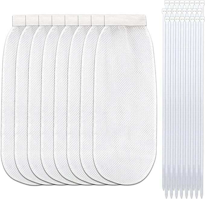 32-Piece Lint Trap and Cable Ties Set for Washing Machine, Includes 8 Nylon Mesh Lint Traps and 24 Cable Ties, Easy and Effective Lint Filtration (White)