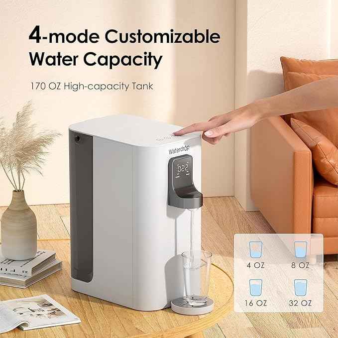 Waterdrop K19-S Countertop Reverse Osmosis System, 4 Stage Reverse Osmosis Water Filter Countertop, 3:1 Pure to Drain, Reduce PFAS, No Installation Required, BPA Free