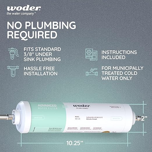 Woder Under Sink Water Filter, Direct Connect to Main Faucet, No Extra Faucet Needed, Removes 99.9% Lead, Heavy Metals, PFAS & Chlorine, Selective Filtration, WQA Certified, Made in USA