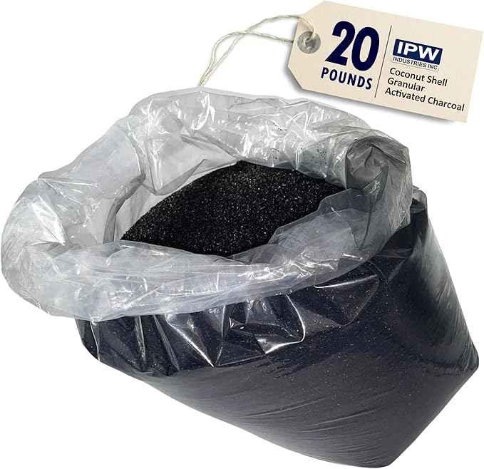 IPW Industries, Inc. - Bulk Activated Carbon - Coconut Shell Granular Activated Charcoal (GAC) for Water Filtration and Replacement Media (20lbs.)