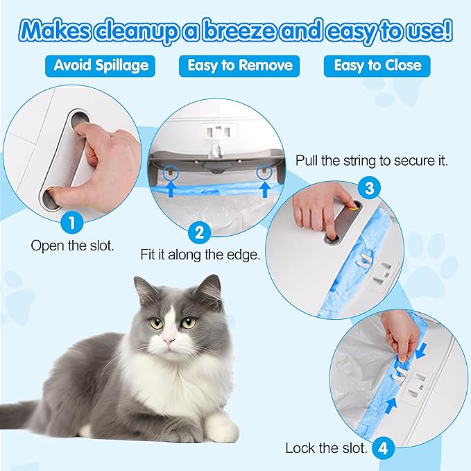 120 Count Self Cleaning Cat Litter Box Liners Bag Fit For MeoWant MW-SC01,MW-SC02, Drawstring Heavy Duty Litter Receptacles Bags Compatible with Automatic Cat Litter Box- 17.7" x 19.7" - AquaVibe