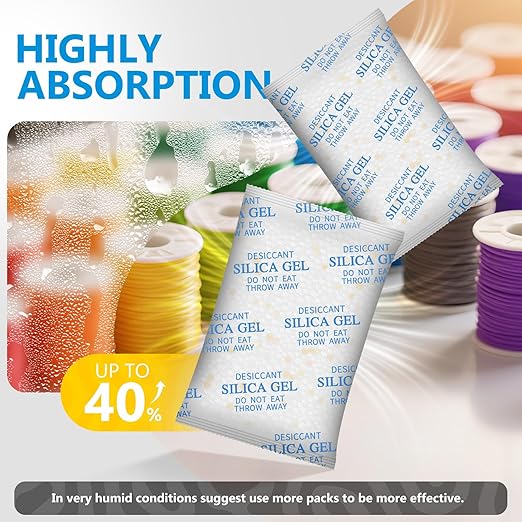 Moisture Absorbers – 100 Gram 40 Packs Silica Gel Packets Food Grade Silica Packets with Color Indicating, Premium Desiccant Packs for Food, Electronics, Closet, Jewelry and Safe Storage