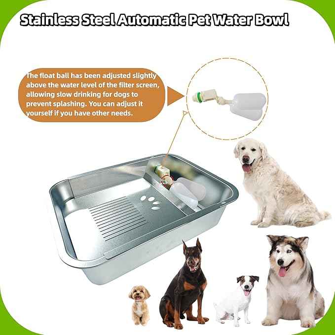 3 Gallon Automatic Water Dispenser for Dogs Stainless Steel Outdoor Drinking Bowl Self-Filling Water Bowl for Large Dogs – Slow-Drink,Splash-Proof Design,Suitable for Cats,Dog(11L-A)