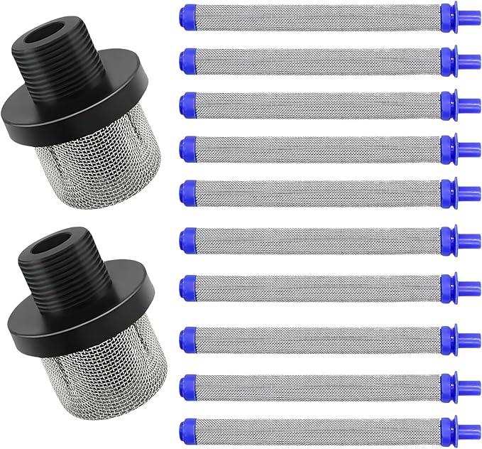 2-Pack 288716 3/4" Inlet Strainer + 10-Pack 288749 Airless Spray Gun Filters – Compatible with Graco SG10, SG20, SG Pro, X5, X7, Prox Series – Paint Sprayer Replacement Parts - AquaVibe