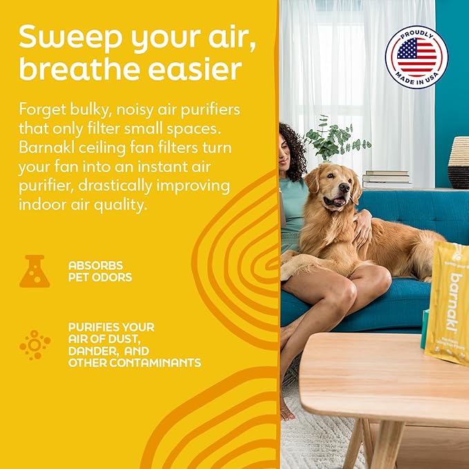 Pet Fresh Ceiling Fan Filters | Made with Zeolite to Trap Pet Odors, Dander & Dust | Unscented Fan Blade Filter, Fits All Ceiling Fans (3-Pack)
