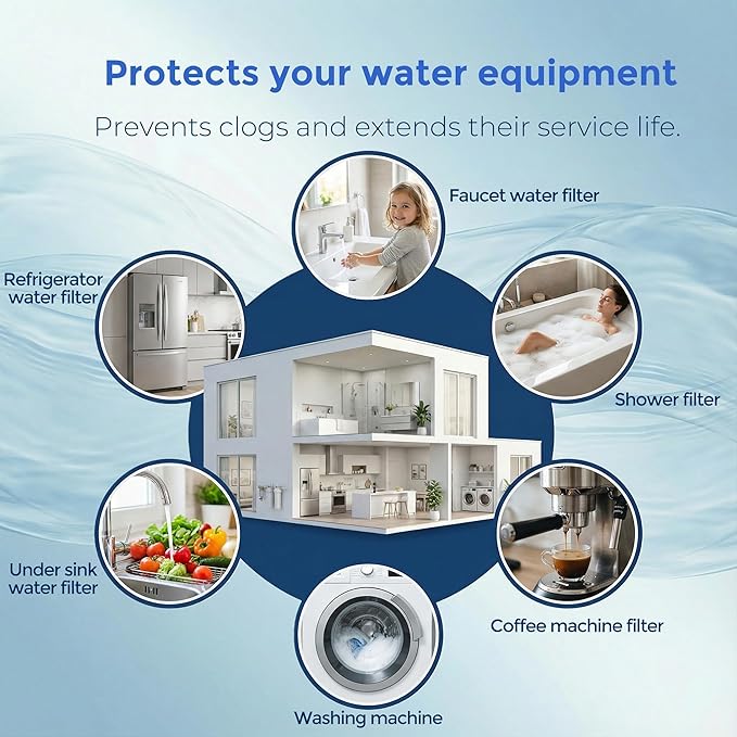 5 Micron PP Sediment Water Filter Cartridge 10" x 2.5" Whole House Replacement Compatible with All Standard 10-Inch RO and Well Water Filter Systems, HF-150A, WH-S200-C, AP11T, 6 Pack