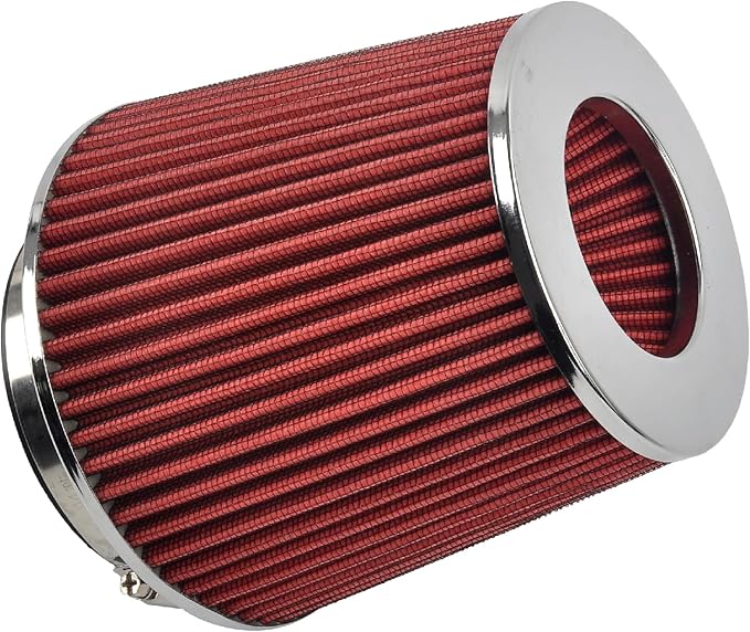 Universal Clamp On Air Intake Filter fits 3 In /3.5 In /4 In Three Different Size, Cone Air Intake Filter（Red）