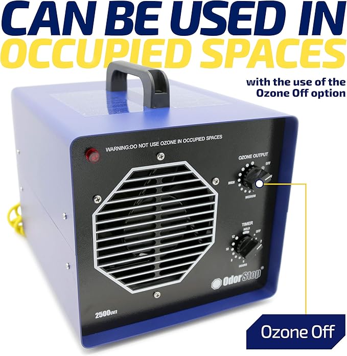 OdorStop OS2500UV2 Professional Grade Ozone Generator/UV Air Purifier for Areas of 2500 Square Feet+, For Deodorizing and Purifying Medium Occupied Spaces Such as Garages and Basements