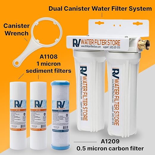 RV Water Filter System with Hose Fittings - Premium Portable Filtration Systems That Improves Taste & Odor