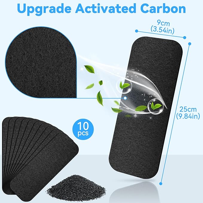 Ceiling Fan Air Filter -10 Pack Activated Coconut Shell Carbon Filter Rounded rectangle Unscented Universal Easy-Stick Ceiling Fan Blade Filters for Home Bedroom Living Room Office