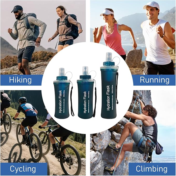 500ML Soft Flask with Water Filter for Hiking, Camping & Travel - Collapsible TPU Water Bottle, 0.1 Micrometer Hollow Fiber Membrane for Clearer, Better Tasting Outdoor Water