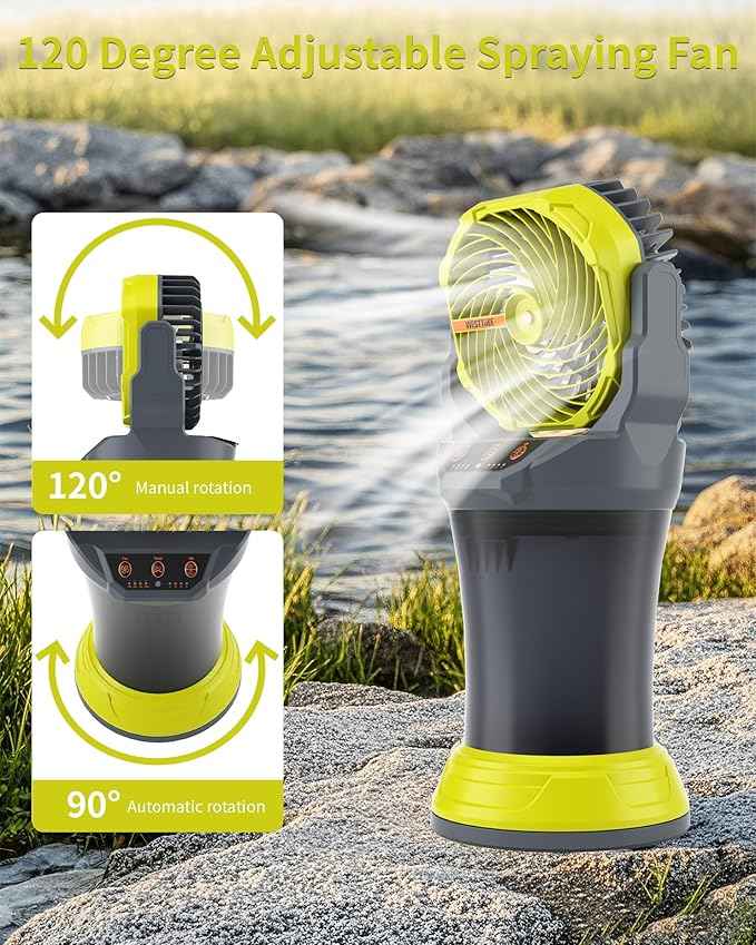 Portable Misting Fan with 30000mAh Battery Fan-Rechargeable Outdoor Misting Cooling Fans with 2L Water Tank,RGB Lights,4 Speeds & Spray Modes-for Patio, Camping, Beach, Workshop (Gray-Green)