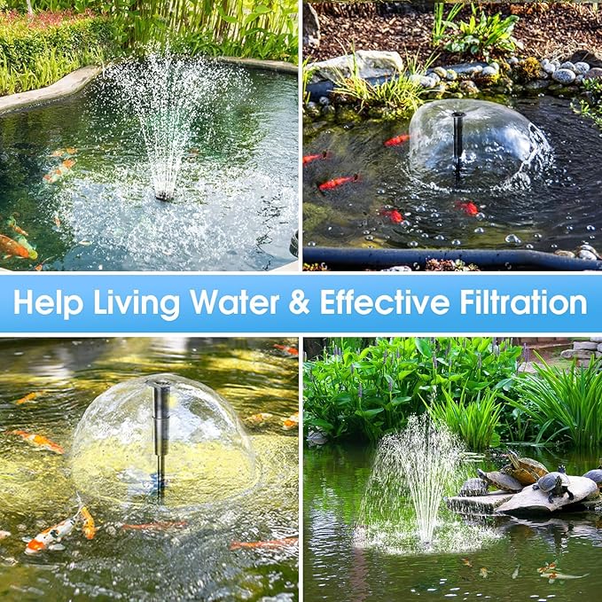 POPOSOAP Pond Filter with 12W Solar Fountain Pump, Solar Pond Filter with 160GPH Pump & Fountain Kit, Outdoor Filter Box with 6.6FT PVC Tubing, Perfect for Ponds Clean, Clear, and Add Water Features