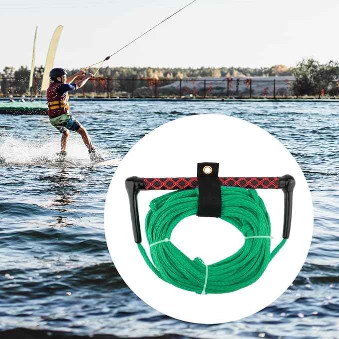 Water Ski Rope Wakeboarding Tow Line with Handle Grip Heavy Duty Water Ski Tow Rope Wakeboard for Surfing Accs, Green Rope