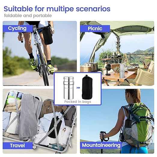 NSF/ANSI 42&372 Standard 1L (1000 ML) Portable Stainless Steel Gravity-Fed Water Filter Gravity Sport Bottle with Carbon Filter, for Travel, Camping, Backpacking and Emergency Preparedness