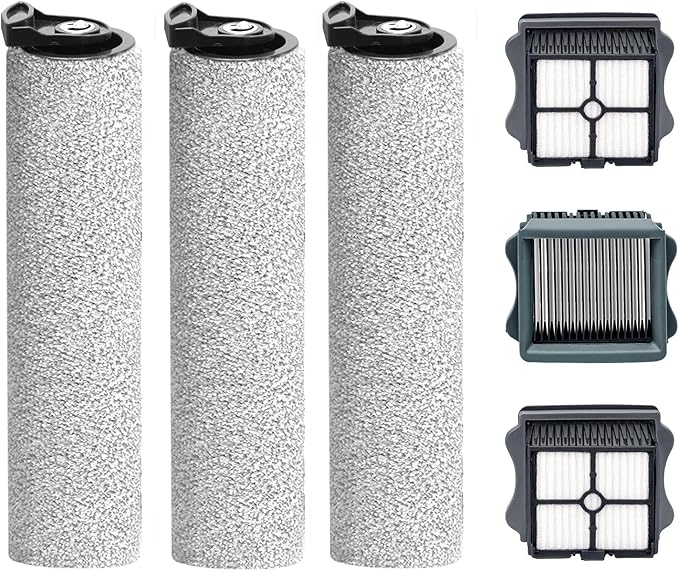 Only Floor ONE S5 Steam Roller Brush Replacement and Vacuum Filter Kit Compatible with Tineco Floor ONE S5 Steam Corded Wet Dry Vacuum Replacement Parts,3 Roller Brushes,3 Filters,1 Cleaner Brush - AquaVibe