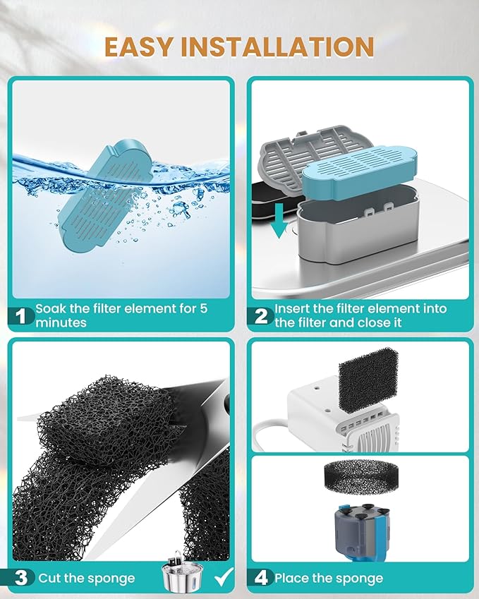 Cat Water Fountain Replacement Filters - for Tomxcute P Series Cat Fountain