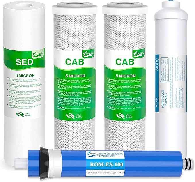 1-5 Stage ROES-100 100 GPD RO Water Filter Set Replacement Fit for APEC ROES-100 Reverse Osmosis System, Model FILTER-MAX-ES100 (3/8" Output)