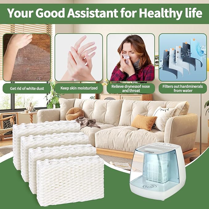 KTWT WF813 Humidifier Filters Replacement for Equate Eqwf813 Eq-2119-Ul PCWF813, fit Relion RCM-832 RCM-832N, ProCare PCCM-832N Cool Mist Humidifier Replacement Filters - 4 Pack