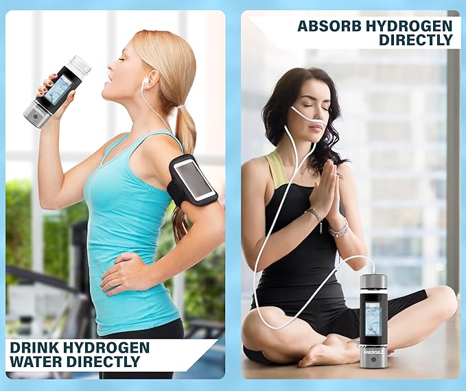 Gold+Silver Hydrogen Water Bottles – 16 oz, SPE & PEM Hydrogen Ionizer Water Bottle, 3000 ppb, Silicone protection Hydrogen Water Generator