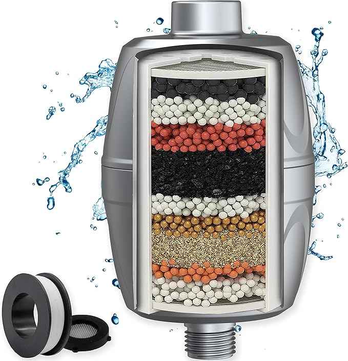 Aqua Elegante 16-Stage Shower Filter - Universal Showerhead Water Filters To Remove Chlorine & Hard Minerals - Bath Purifier And Best Filtered Softener System With Activated Charcoal - Chrome