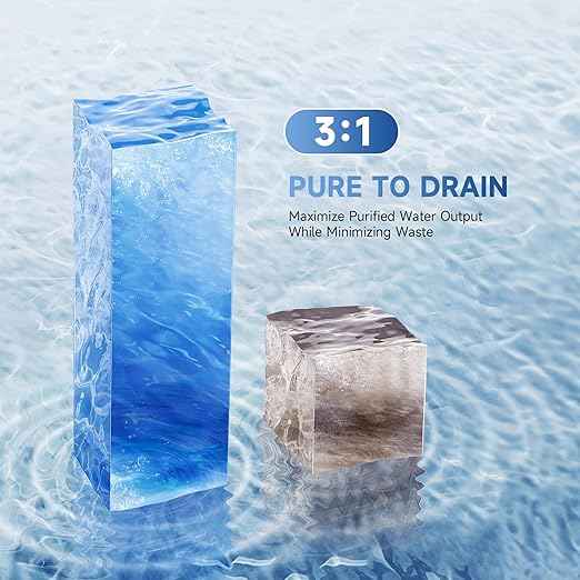 CO-Z Countertop Reverse Osmosis Water Filter, 4-Stage RO Water Filtration System, Portable Water Purifier Dispenser with 3 Preset Volume Options, 3:1 Pure to Drain, NSF/ANSI 58, No Installation