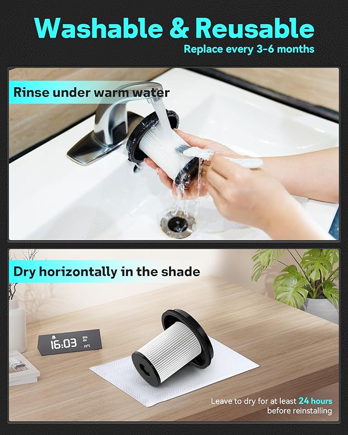 Leemone Filter Replacements for Bissell CleanView XR 200W / CleanView XR Pet 300W / Powerlifter Turbo Cordless Stick Vacuum Cleaner 3789, 3789U, 3789X, 3797, 3797V, 3797W, Part 1638010, 4 Pack - AquaVibe