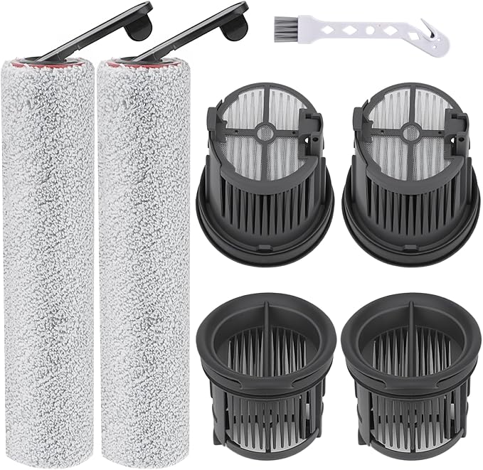 Roller Brush and Filter Replacement Compatible with Dreame H14, H14 Pro Vacuum Cleaner, Replaces Part Include 2 Rollers and 4 Hepa Filters - AquaVibe