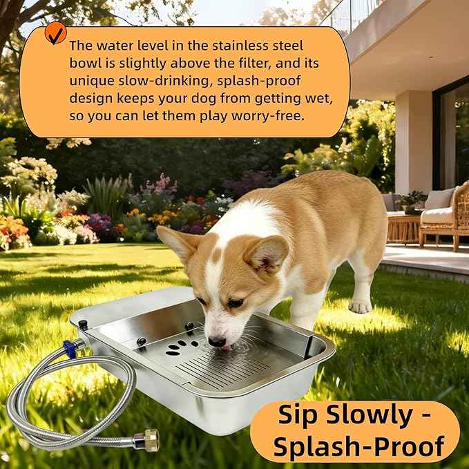 3 Gallon Automatic Water Dispenser for Dogs Stainless Steel Outdoor Drinking Bowl Self-Filling Water Bowl for Large Dogs – Slow-Drink,Splash-Proof Design,Suitable for Cats,Dog(11L-A)