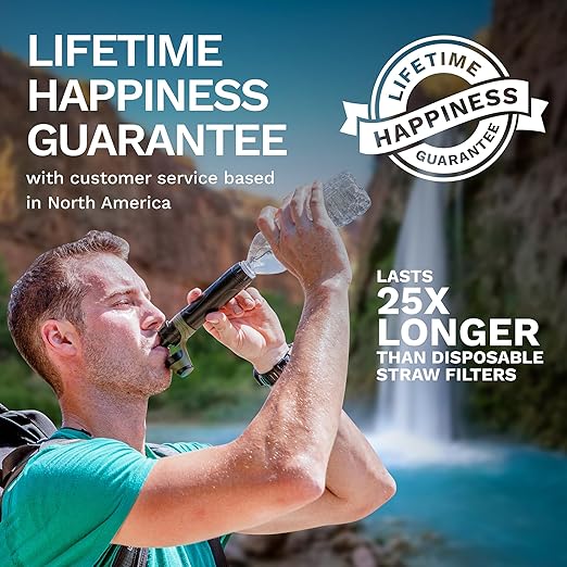 Survivor Filter Emergency Water Straw – USA-Tested – 0.05 Micron Filtration – Portable Outdoor Water Filter for Camping & Hiking - No Expiration
