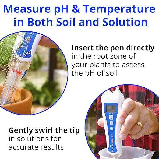 Bluelab PENSOILPH Soil pH Pen, Digital Meter and Water Test Kit, Also Used for Coco and Rockwool with Easy Calibration for Hydroponic System and Indoor Plant Grow, Clear