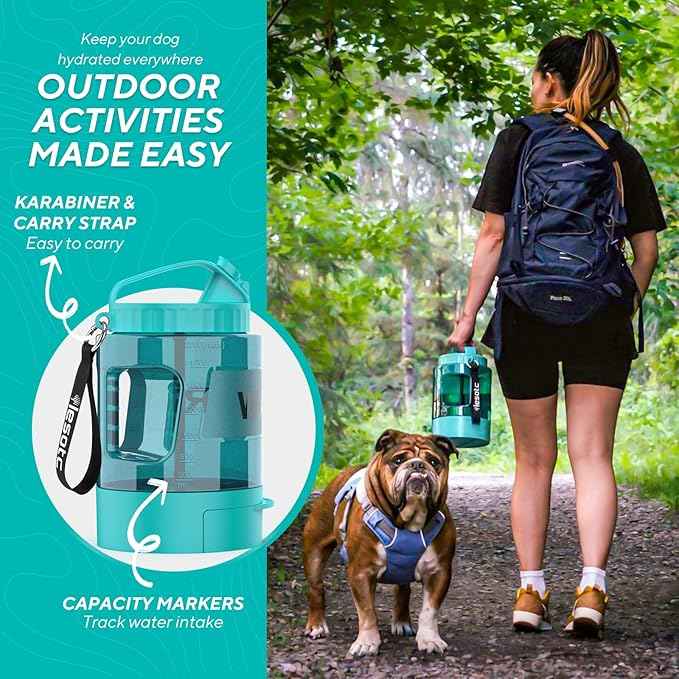 77oz Portable Dog Water Bottle, Large Travel Water Bowls for Dogs Camping Essentials Hiking Park Traveling Beach Walk Accessories, Dog Water Bowl Dispenser with Pull-Out Drinking Bowl, BPA Free
