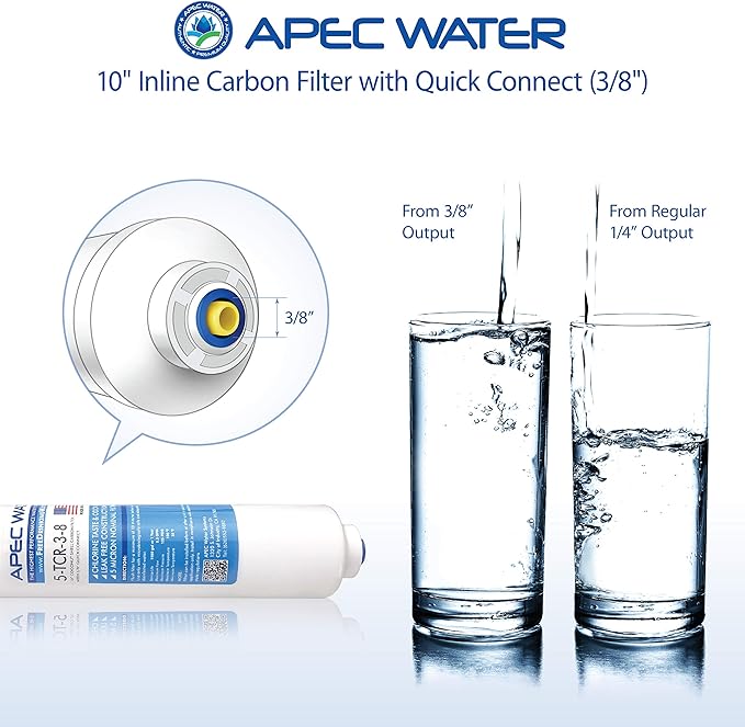 APEC Ultimate Series US Made 10" Inline Carbon Filter with Quick Connector (3/8")