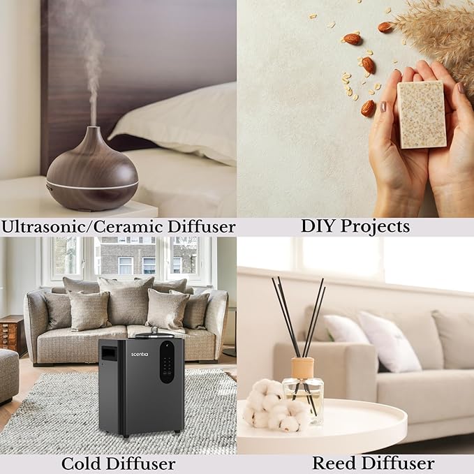 Santal Diffuser Oil 500ml – Luxury Santal-Inspired Oil – Cedarwood, Amber, Musk, Vanilla – Essential Oil Blend for Large Rooms, Cold-Air Diffusers, HVAC & Ultrasonic Use