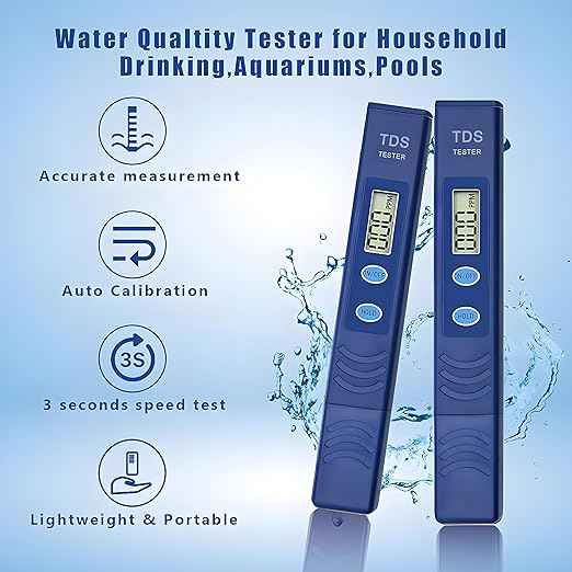 Portable Digital TDS Water Meter - 0-9990 ppm Water Quality Tester for Drinking Water, Farming, Aquariums,Pools&RO-RODI Systems (Blue)