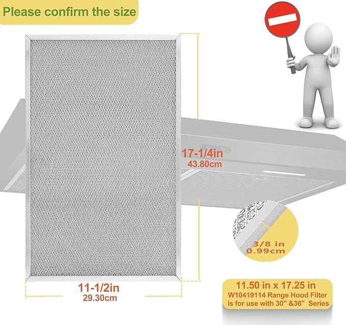 Upgrade 5-layer W11177751 Range Hood Filter Replacement 11-1/2” X 17-1/4” Compatible with Whirlpool W10419114 W10834041 W11176974 4547137 AP6285612 PS12348521 EAP12348521 - AquaVibe