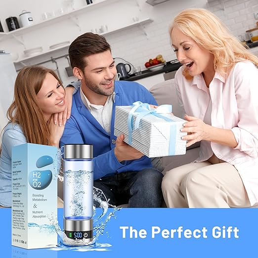 snawowo Hydrogen Water Bottle with LED Display, Stainless Steel, 460ml Capacity, Digital Timer, SPE/PEM Electrolysis Technology, Wellness Enhancement for Fitness and Daily Hydration