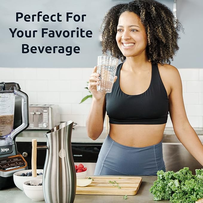 Invigorated Living Stainless Steel Water Pitcher with Lid, Ice Guard, Wooden Handle, Ideal for Cold and Fruit Infused Water (1.9L, No Filter) (Pack of 2)