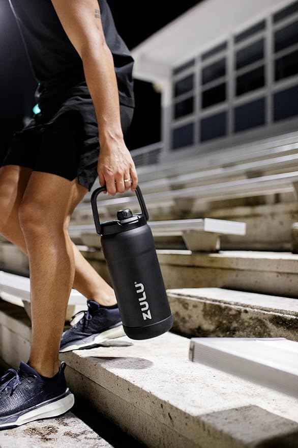ZULU Goals Vacuum Insulated Large Capacity Stainless Steel Water Bottle | Reusable Jug Thermoses with Carry Handle | Leak-Proof Lid | Perfect for Travel, Workout, Gym, Hiking, Camping | 64oz, 101oz